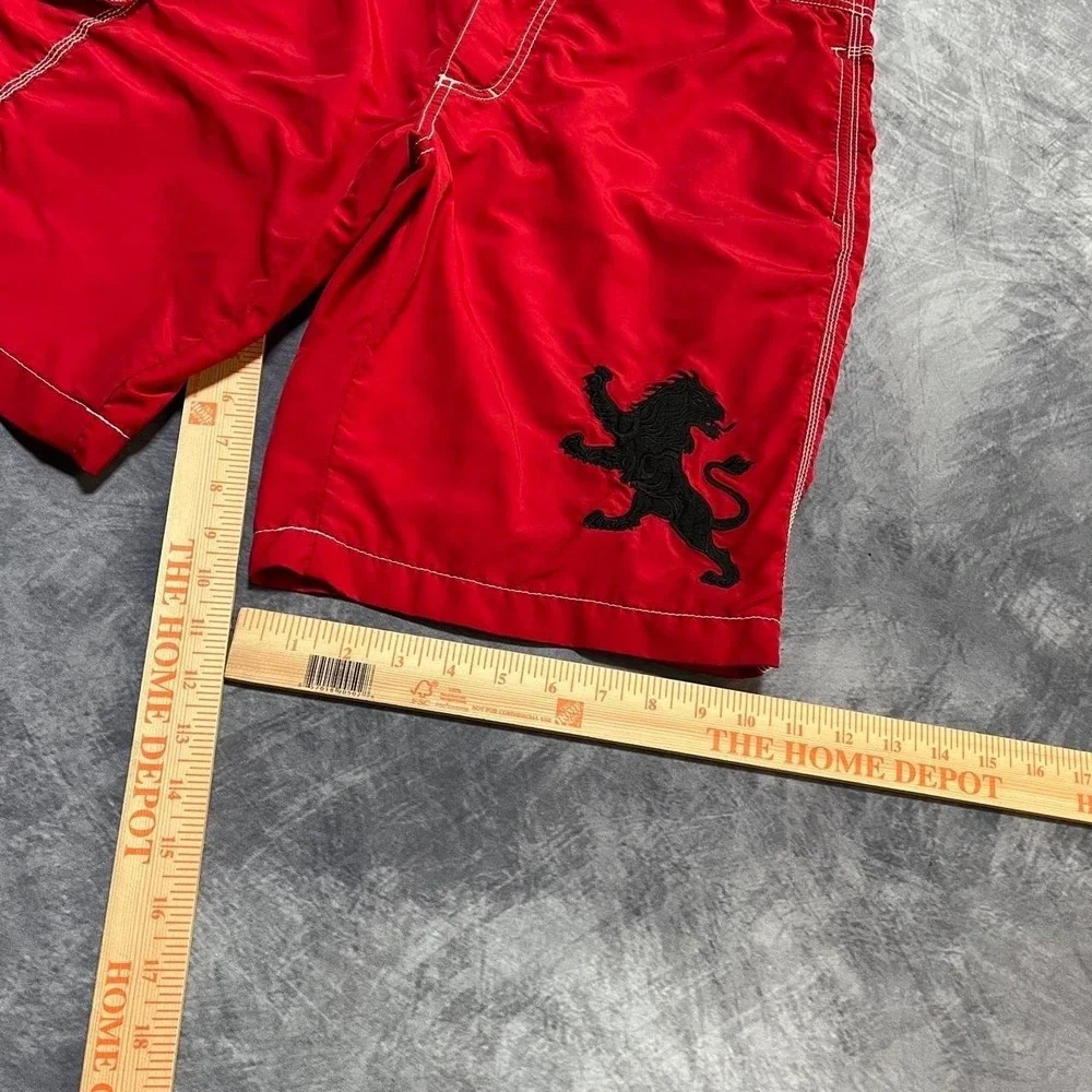 Y2K 2000s Baggy Grunge Indie Surf Skater Hip Hop Embroidered Red Board Shorts